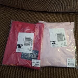 Women Within Pink and Raspberry Long Sleeve Waffle Thermal Shirts